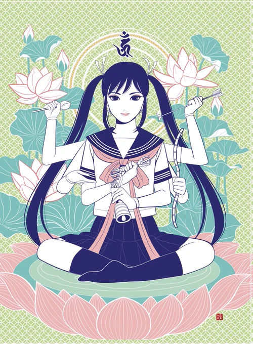 5年くらい前に描いたはいいけど、使い道がなかった絵をお焚き上げ。不動明王ちゃんと愛染明王ちゃん。 