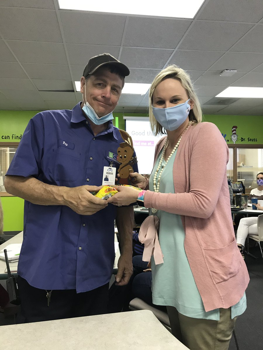 ChocoPrimary's tweet photo. Congratulations to our new custodian, Mr. Raymond Russell, for being our CPS Brave of the Month! He has been such a wonderful addition to our tribe and was nominated by teams of teachers! We are thankful for you! #CPSstrong @ash_barrowCPS https://t.co/IYk6V7ILeO