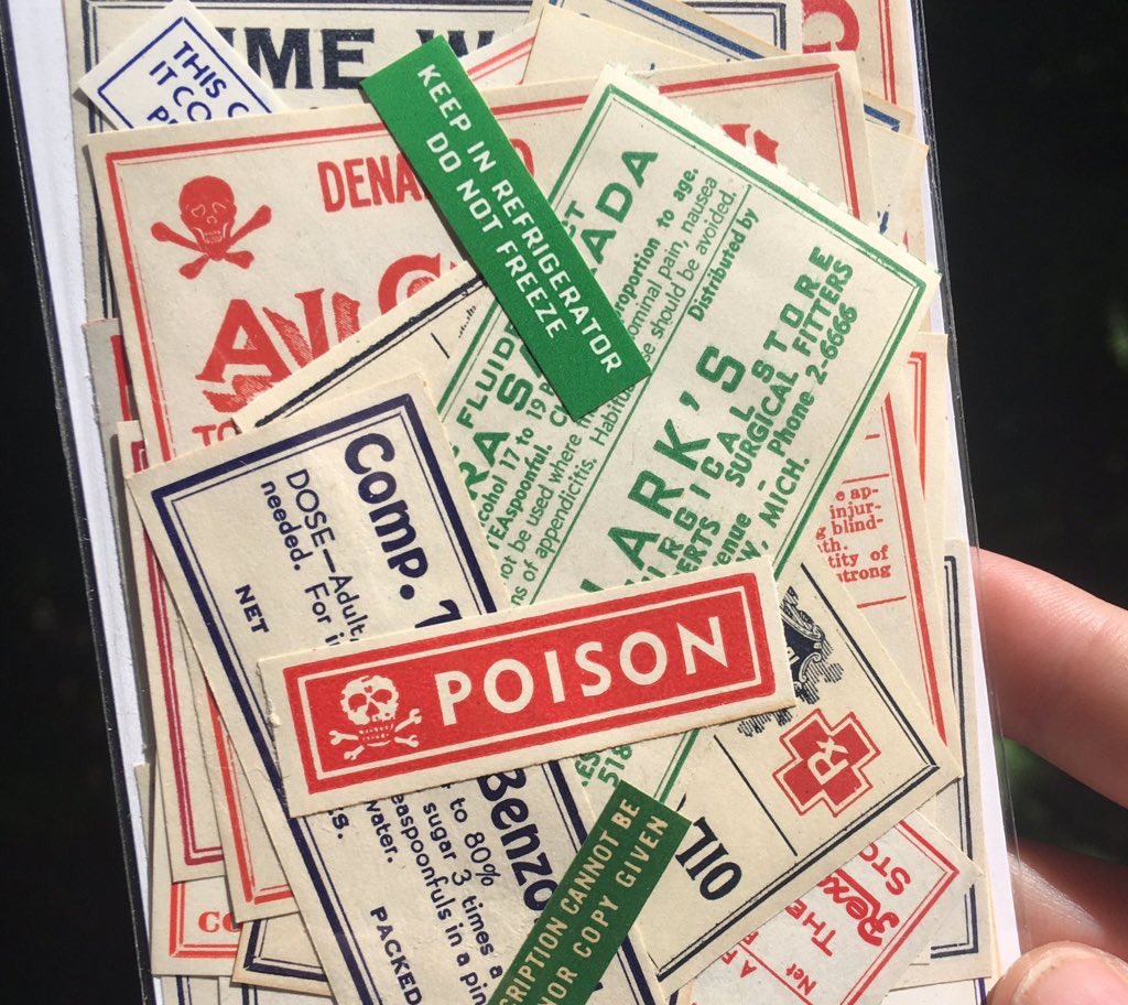 Set of 5 authentic vintage apothecary labels now available on 🦋sickcuriosity.com🦋