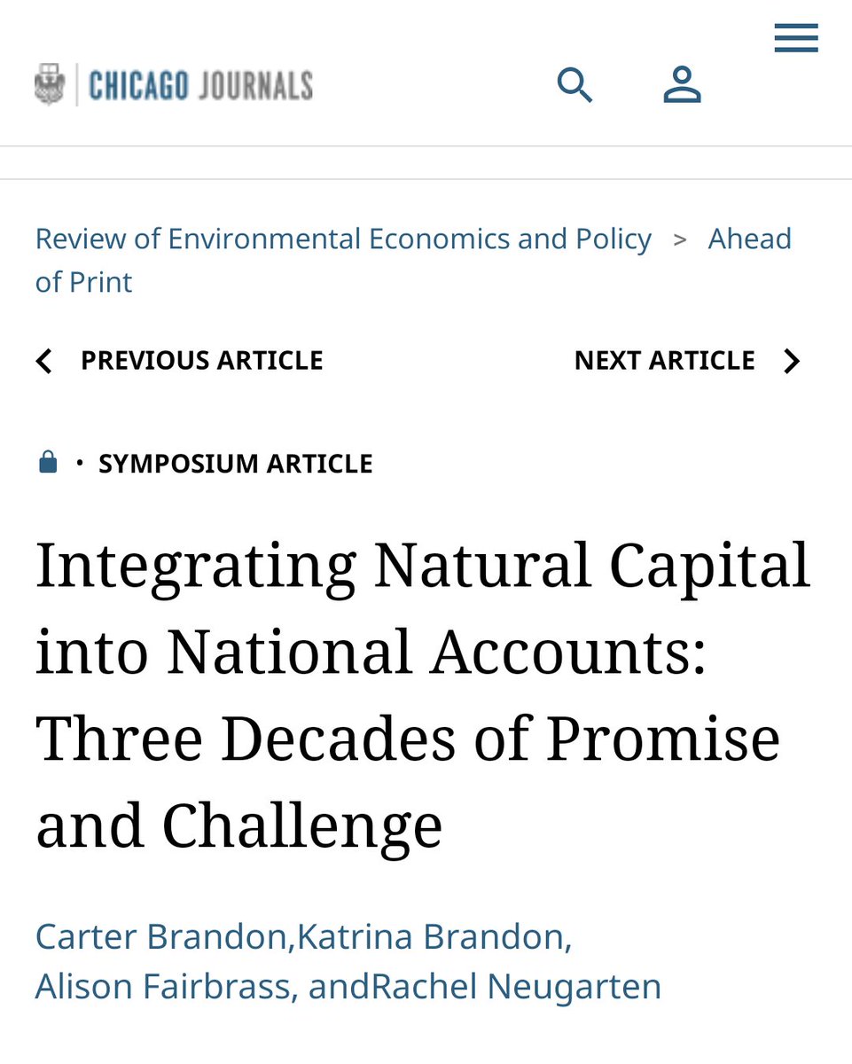 Rachel Neugarten @rachelneugarten.bsky.social (@rachelneugarten) on Twitter photo GDP is not a good measure of progress, as it doesn't account for the depletion of natural resources on which economies depend. We reviewed efforts to improve it, in an article (just published!) led by Carter Brandon, Katrina Brandon, and <a href="/AlisonFairbrass/">Alison Fairbrass</a>
journals.uchicago.edu/doi/10.1086/71β¦ GDP is not a good measure of progress, as it doesn't account for the depletion of natural resources on which economies depend. We reviewed efforts to improve it, in an article (just published!) led by Carter Brandon, Katrina Brandon, and <a href="/AlisonFairbrass/">Alison Fairbrass</a>
journals.uchicago.edu/doi/10.1086/71β¦