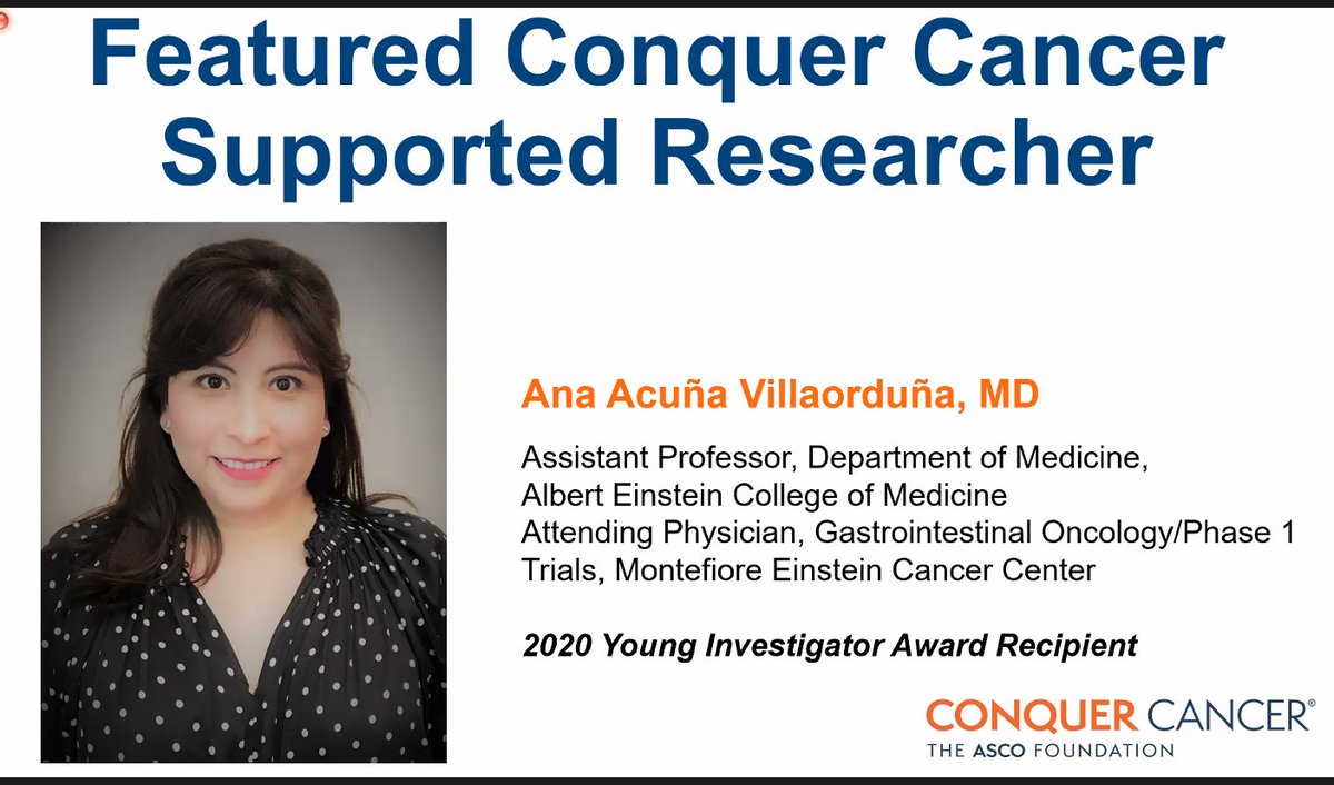 AndreaAnampaG's tweet photo. Great Women Who Conquer Cancer Virtual Event with guest speaker @ConquerCancerFd  Dr. @AnaAcunaV  

Thank you @NarjustDumaMD and @RodriguezGIMD for coordinating. Please, consider donating to the first 
@ASCO YIA for #LatinasinMedicine 

Donation page: https://t.co/RqRrADFhTL https://t.co/6SZcLIJk9K