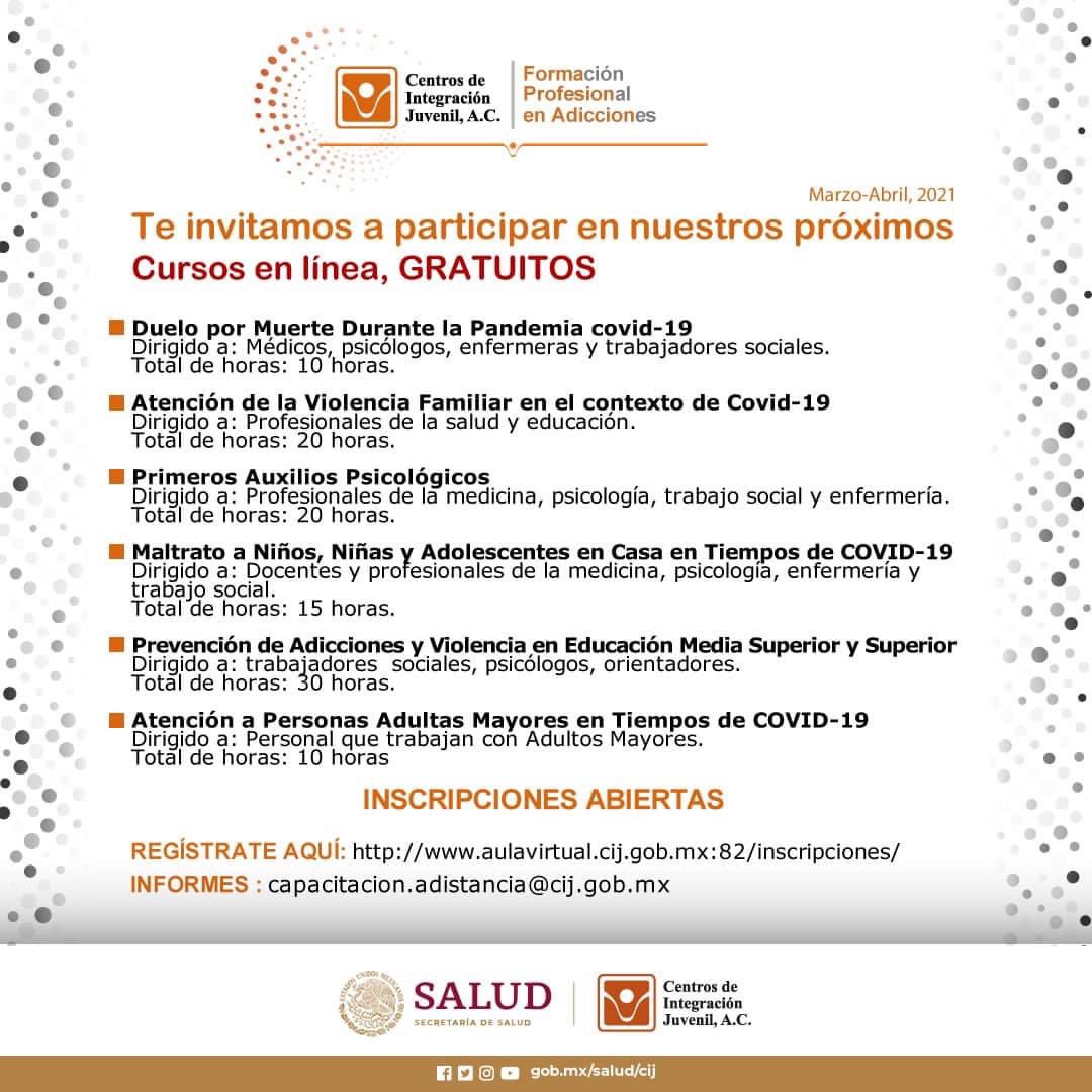 CIJ_Adicciones's tweet photo. ¡Sigue aprendiendo desde casa con #CIJ! 🏠👩‍💻 

Checa nuestras redes sociales para conocer más sobre los cursos que #CIJ tiene para ti. 📲 

Para mayor información sobre horarios y modalidades escribe un correo a 👇🏽capacitacion.adistancia@cij.gob.mx. https://t.co/SuCHY32SwM