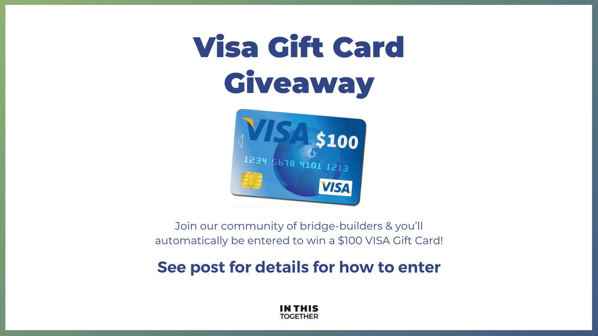 VISA $100 GIVEAWAY!

Follow these steps to enter:
1. Follow <a href="/inthistogether0/">In This Together</a> on Twitter
2. Like this post
3. Retweet this post

One entry per person per platform. Full T&amp;Cs bit.ly/3cRzW5u 

Good Luck!

#win #GiveawayAlert #InThisTogether