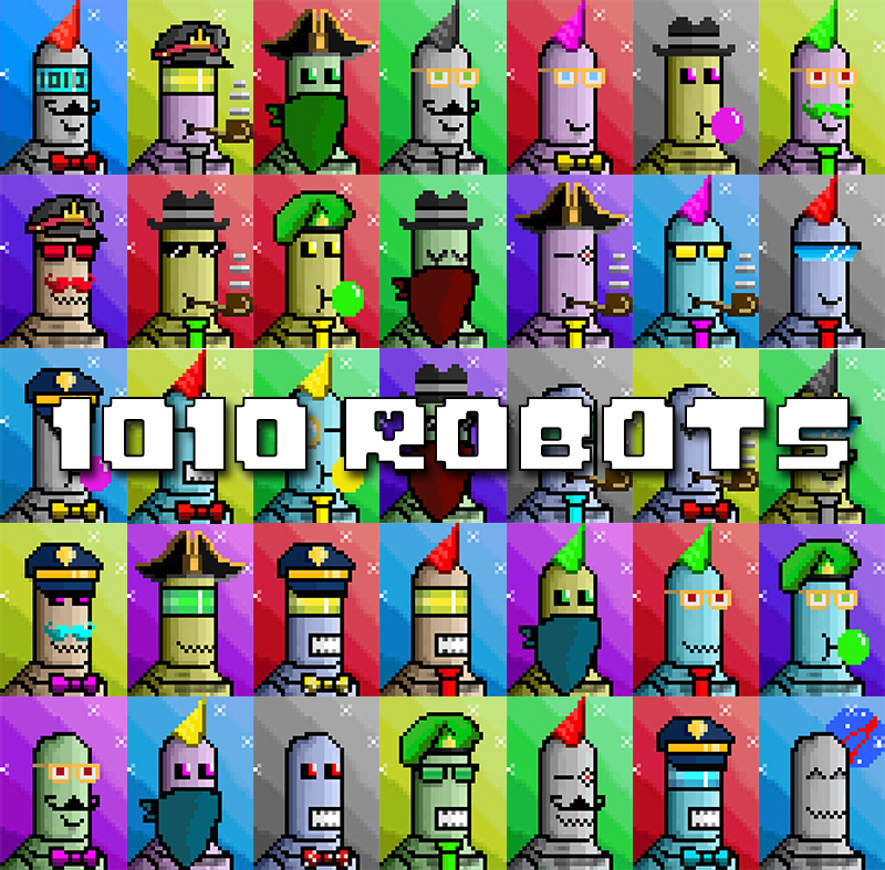 1010Nft's tweet photo. The coolest NFT robots are here : https://t.co/tOeMO2NeAR
#NFT #NFTs #nftcollector #nftcollectors #nftart #NFTartist #NFTCommunity 
Listed at 0.015ETH... I bet you will find one that you like ! https://t.co/5u6sxwhO2x