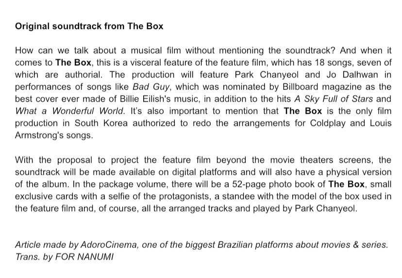 fornanumi's tweet photo. “The Box: Meet the Korean film starring Park Chanyeol, from EXO” 

Check out the translation to English made by our team down below 🥰👇🏻

#찬열 #CHANYEOL #엑소찬열 #엑소 #EXO @weareoneEXO https://t.co/4HKQ22ZnIY