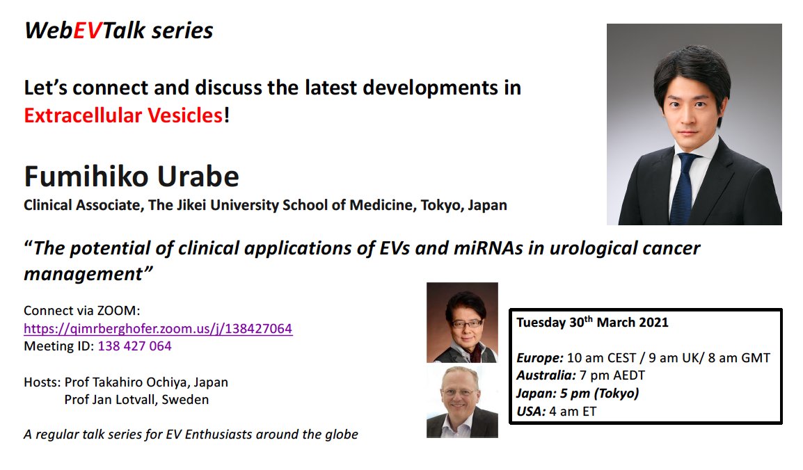 Webevtalk On Twitter Latest From Japan With Fumihiko Urabe The Potential Of Clinical Applications Of Evs And Mirnas In Urological Cancer Management Link To Papers Below Tue 30th March 2021 Europe