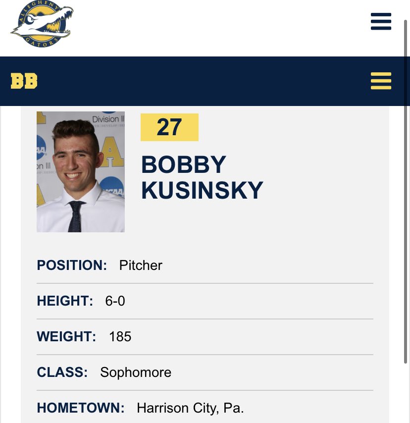 PghDawgs's tweet photo. Sophomore RHP @BKuz219 gets the opening day nod on the mound for @ACGatorbaseball and picks up the W working 6.2 innings allowing 2 runs on 5 hits with 4ks in an 8-5 win over PS Behrend. 
#dawgsfamily #playball #areyounext https://t.co/eyaIBaLSLV
