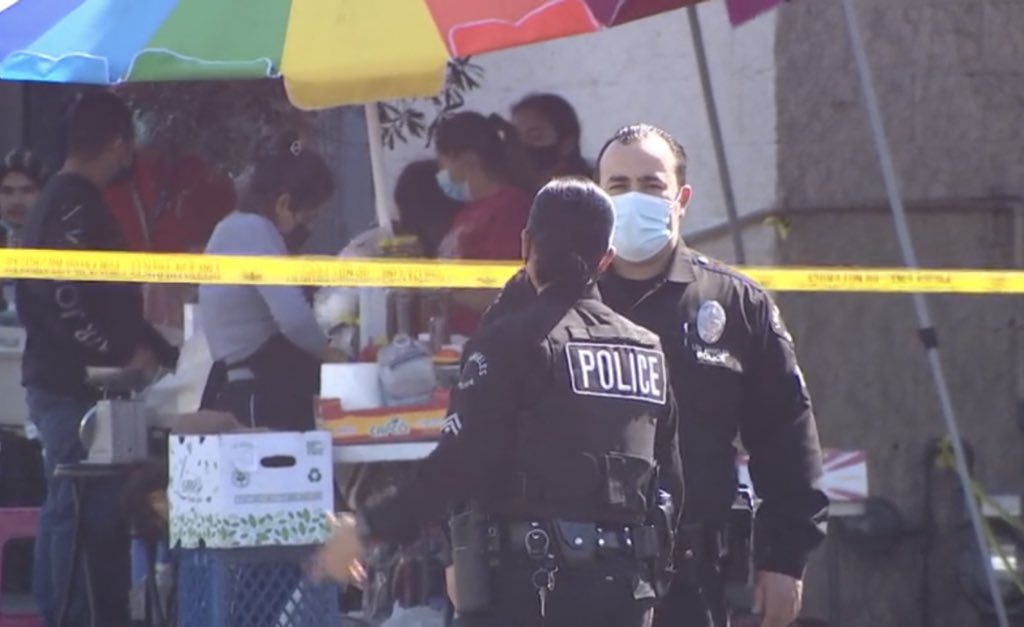 New at 6: hear from #LAPD why the man they say approached Olympic Station with a gun never made it into the building. They shot him. No officers hurt. <a href="/NBCLA/">NBC Los Angeles</a> #PicoUnion