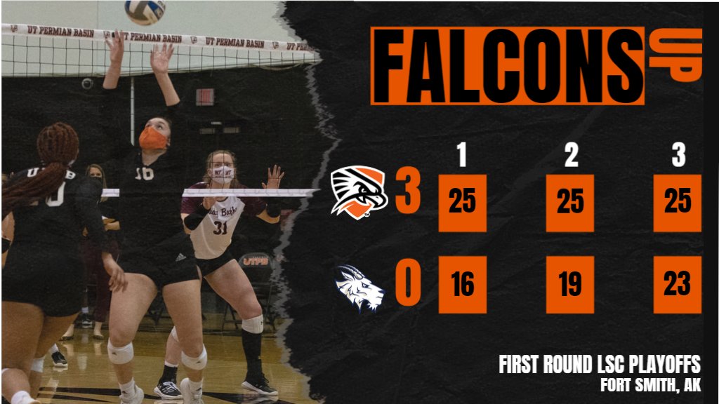 utpbfalcons's tweet photo. SWEEP! @UTPBVolleyball advances to the LSC Quarterfinals against host UAFS behind 12 kills from Taurie Magee and 34 assists by Analise Lucio.  Download the UTPB Athletics App to follow the team all season long. https://t.co/XuoaLRxoct