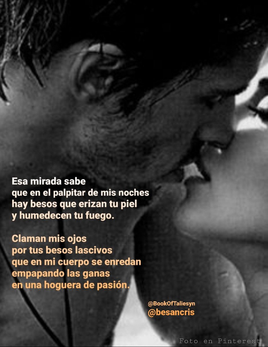 dark_infinitum's tweet photo. Esa mirada sabe 
que en el palpitar de mis noches
hay besos que erizan tu piel
y humedecen tu fuego.

Claman mis ojos 
por tus besos lascivos
que en mi cuerpo se enredan 
empapando las ganas 
en una hoguera de pasión.

@besancris @BookOfTaliesyn
#EróticoAquelarre https://t.co/UEatbXzmy6