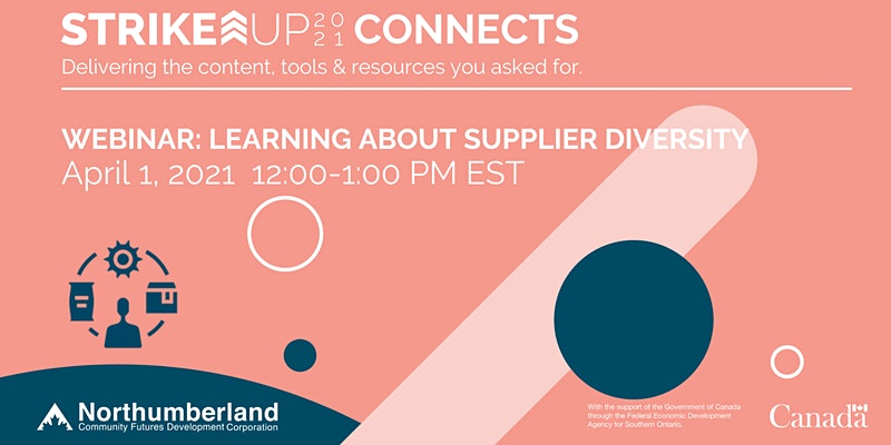 IWSCCanada's tweet photo. StrikeUP 2021 
Webinar: Learning about Supplier Diversity
April 1, 2021 12:00 – 1:00 PM EST
 
#StrikeUP #supplierdiversity #veteranownedbusiness  #IWSCC #CGLCC #CAMSC #WBE #SDAC #DiversityInclusion #DisabledLedBusinesses 

https://t.co/2TbXr5vPBz https://t.co/WhsFj9Ys1j