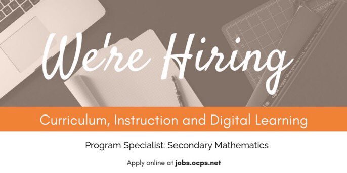 Kristen Angel (@kangel_ocps) on Twitter photo If you enjoy supporting Secondary Mathematics instruction, curriculum writing, and facilitating PD, then consider applying to join our team of amazing Program Specialists! jobs.ocps.net. Posting closes on 4/5/21. <a href="/CDLocps/">Curriculum and Digital Learning</a> If you enjoy supporting Secondary Mathematics instruction, curriculum writing, and facilitating PD, then consider applying to join our team of amazing Program Specialists! jobs.ocps.net. Posting closes on 4/5/21. <a href="/CDLocps/">Curriculum and Digital Learning</a>