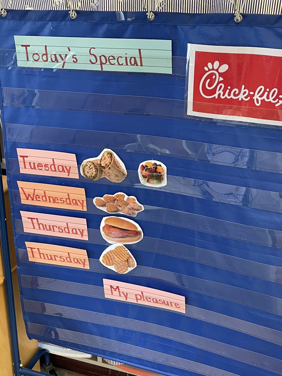 HolemanLindsey's tweet photo. A special thank you to the North Olmsted @ChickfilA for helping Ms. Megan’s class complete their Chick-fil-A center in their classroom.  They even sent nuggets for all of the students! @RedwoodALCS @ALExcellence https://t.co/qGQPjGmmqo