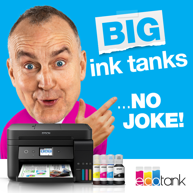 EpsonAust's tweet photo. Say goodbye to expensive ink cartridges! The Epson EcoTank cartridge-free printer is more economical way to print with big ink tanks and cheap refills.