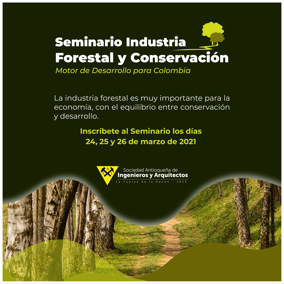 EsferaViva's tweet photo. 📌Conoce la industria forestal en Colombia y su potencial económico para atravesar con éxito la pandemia y postpandemia. Inscríbete al Seminario de Industria Forestal yConservación. 24, 25 y 26 de marzo de 2021.
Inscripciones en el enlace 👇
https://t.co/UA7SVXgra1 https://t.co/88ZONJsHqi