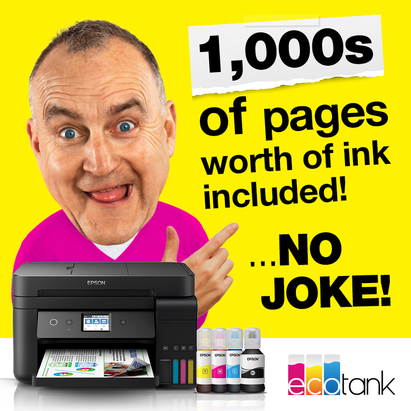 EpsonAust's tweet photo. Say goodbye to expensive ink cartridges! The Epson EcoTank cartridge-free printer is more economical way to print with big ink tanks and cheap refills.