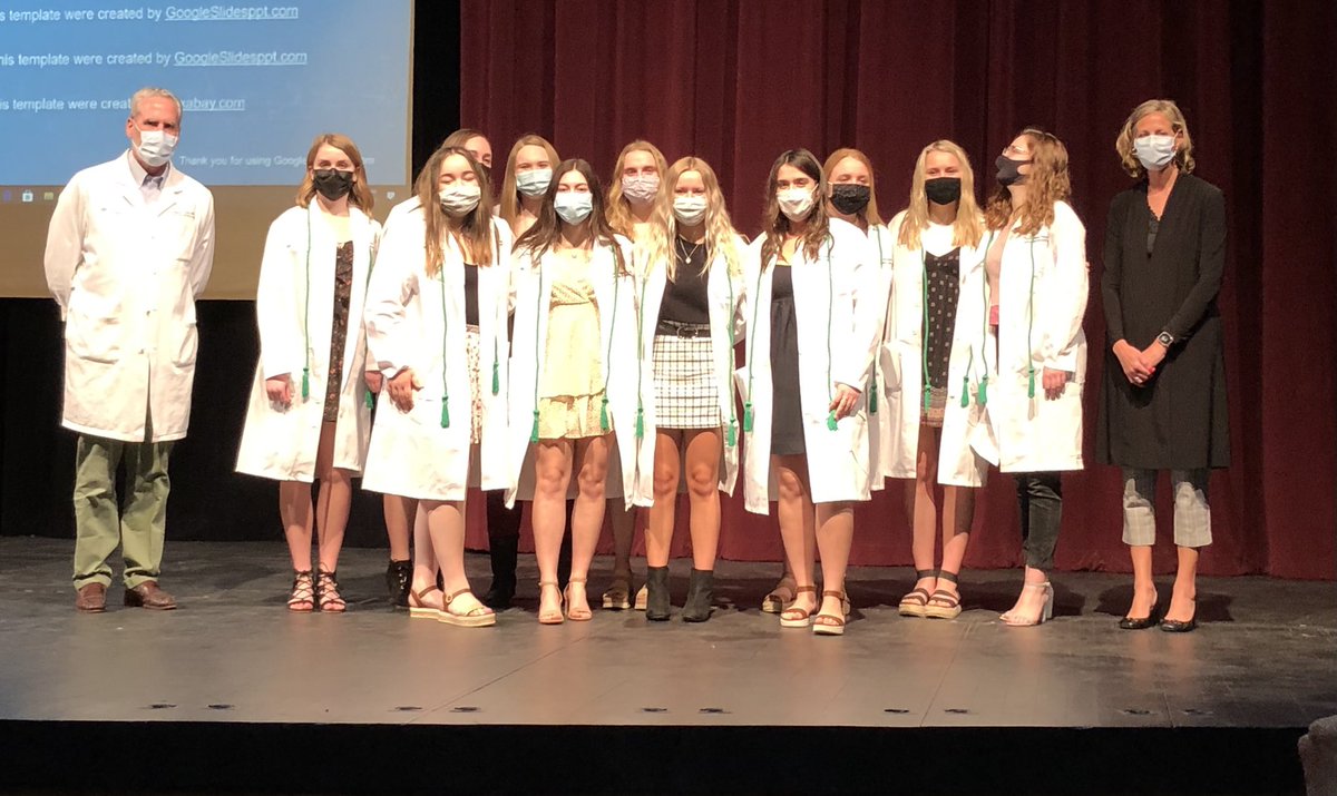 fgrant86's tweet photo. Congratulations to the @GHS  2021 PLTW Biomed White Coat Recipients!   Special thanks to Aurora Medical Center in Grafton for  sponsoring the event. Thank you Dr. Tisol, Sue Meurer and Carla LaFever from Aurora for your participation in the ceremony. #Classof2021 https://t.co/7CTP164T3v