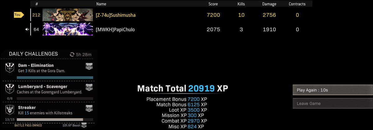 Sushimusha's tweet photo. Duos Win #19 and my 89th Win in Warzone. Lot of Random Moments happened at the Dam that could have been on a highlight reel. Survive multiple teams and engagements on the way to Military Base with Tundra. Got held and came back. Got lucky in the end. #CallOfDutyWarzone #DuosWin https://t.co/edeedg83nL