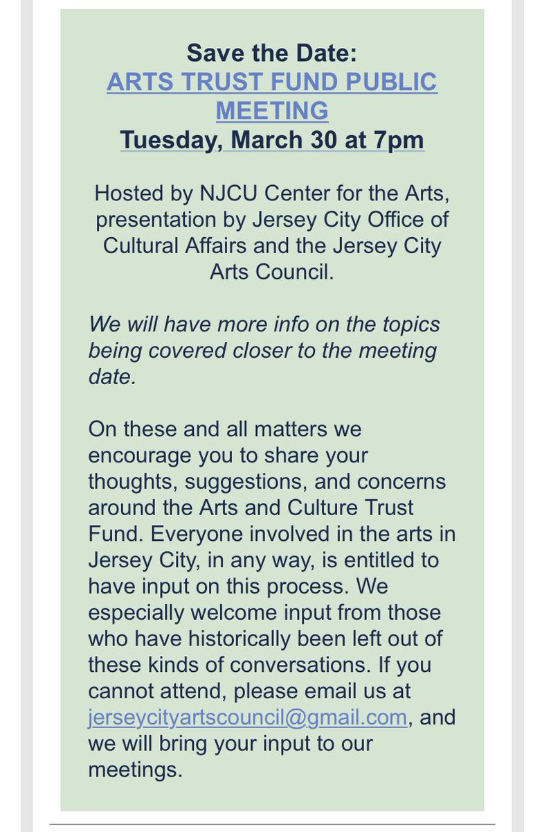 arthouseprods's tweet photo. Arts Trust Fund Meeting on Tuesday, March 30 at 7pm EST. 

https://t.co/B8FpGXBkRV https://t.co/zJgMtoUgag