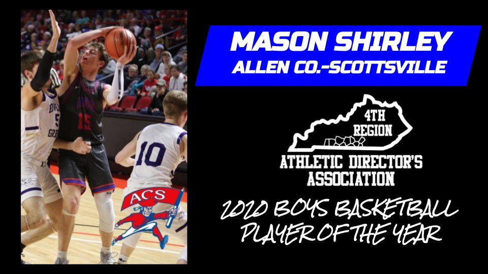 4thRegionADs's tweet photo. We would like to publicly announce our @4thRegionADs Boys Basketball Player of the Year is Mason Shirley of Allen Co.-Scottsville. 

Congratulations, @MasonShirley7 ! 

@acs_sports @kharwood32 @AllenCoSchools @ACSHPatriots https://t.co/Sa5wwuUekq