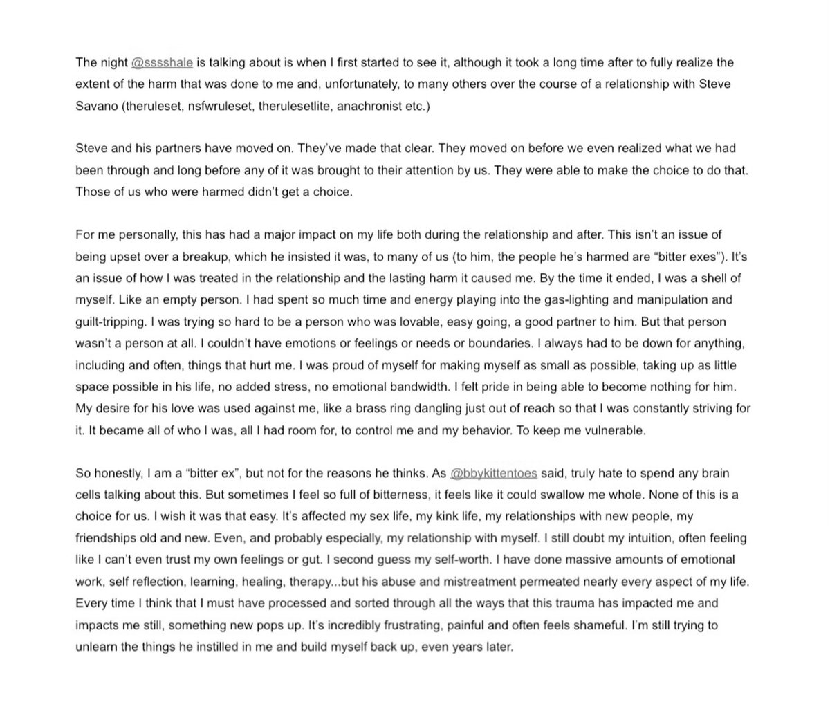 EroticNonfictn's tweet photo. I wrote this on tumblr about my experience with Steve Savano (aka theruleset) https://t.co/rzyXHFbsZ6