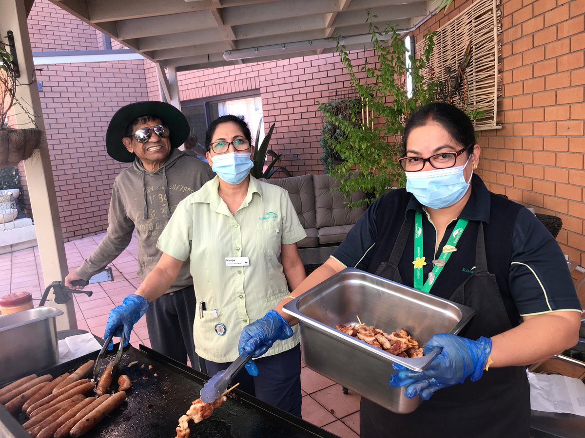 SummitCare's tweet photo. There was a break from the recent stormy weather which gave SummitCare Canley Vale residents Hazly, Dung, Lay Mi, Kim, Thi, Raymond and Ken a chance to enjoy the sun.

#SummitCareCanleyVale #agedcareAustralia https://t.co/Dyy1mdUS3m
