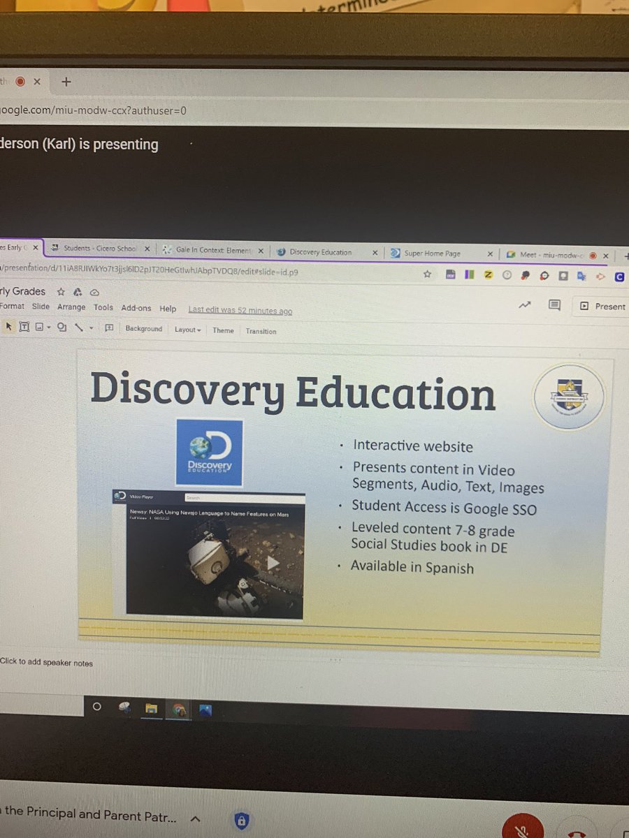 KatieLyman4's tweet photo. Shout out to our Technology Coaches for an awesome presentation during our Coffee with the Principal! Parents were provided with resources that will help their students whether they are in-person or remote! 🌟#ProudPrincipal #DreamBigWorkHardBeKind #ParentsAsPartners @Jdvaldez52 https://t.co/xvwMf3ePbc