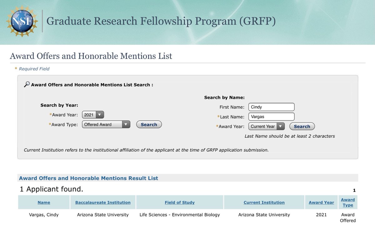cindyvargas24's tweet photo. So happy! ☺️ I am honored to announce I have been awarded the #NSFGRFP and made the #FordFellowship Honorable Mention List. It’s totally possible to engage in marine conservation research while living in the desert! 🏜🌊 @ASU @asuSOLS https://t.co/hDJRE19fBm
