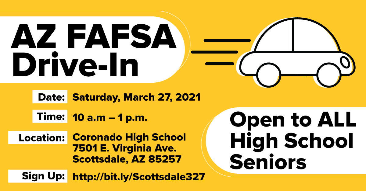 The Boys and Girls Clubs of Greater Scottsdale are making it easier for SUSD’s Class of 2021 to access college financial aid &amp; scholarships! Find out more about this Saturday’s Drive-In FAFSA event at Coronado High School: bit.ly/FAFSAdi