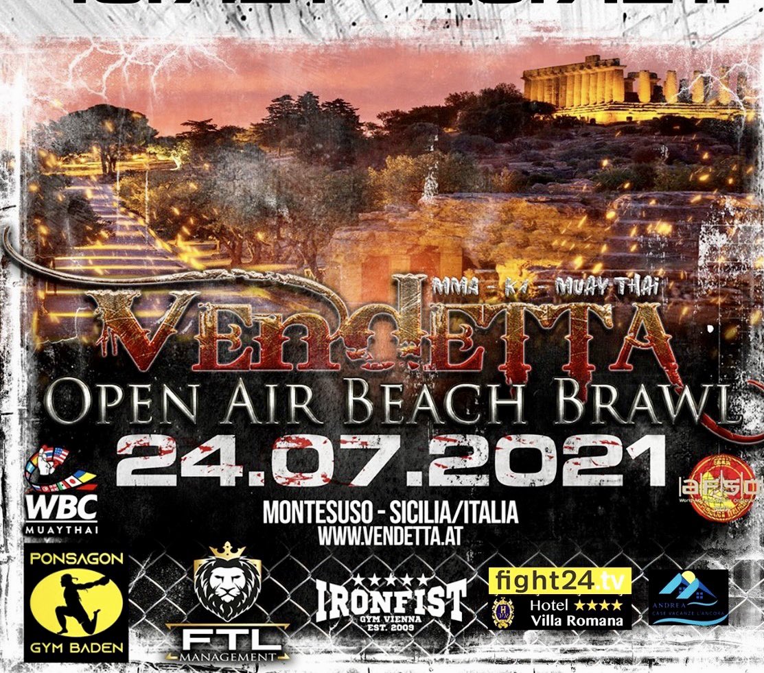 WBCMuaythai's tweet photo. Vendetta promotions are planning a sensational night of combat action for their first show of 2021. 

Three WBC MuayThai International titles have been sanctioned for this event plus one WBC MuayThai Youth championship is planned for the show. 

🗓 July 24 
📍 Sicilia, Italy https://t.co/nm7lgyL1SD