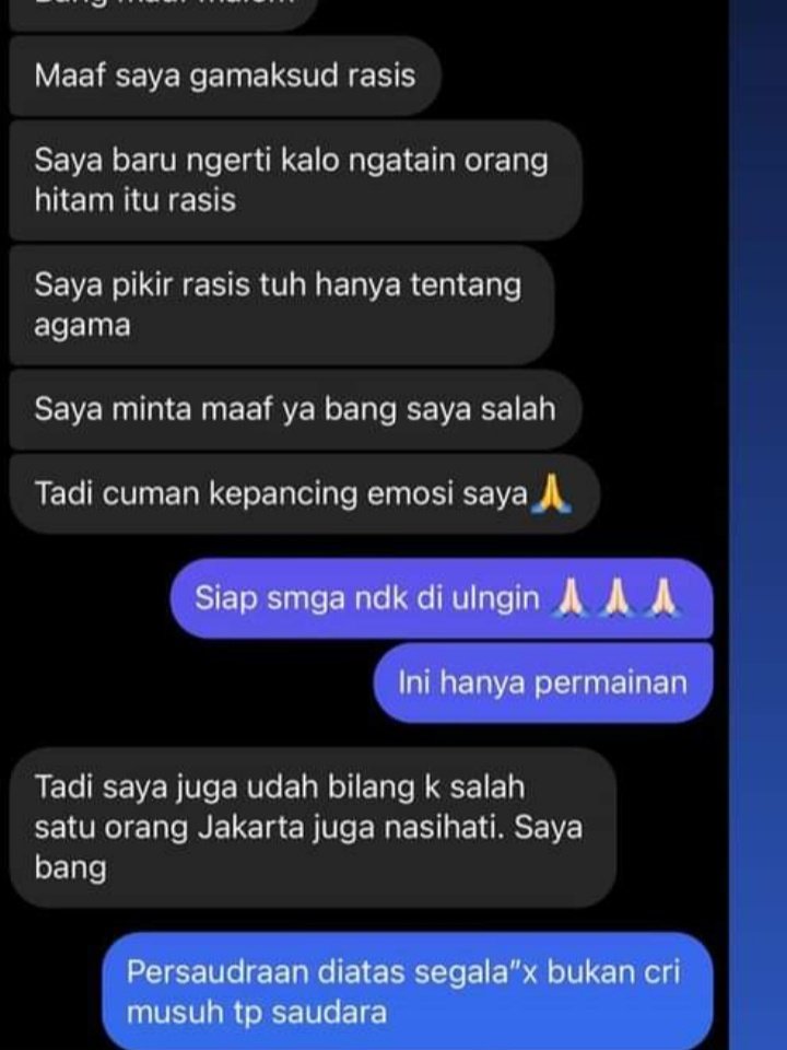 Boleh lah diterima. Pelaku Rasisme sdh minta maaf... 
#SayNoToTasism ....