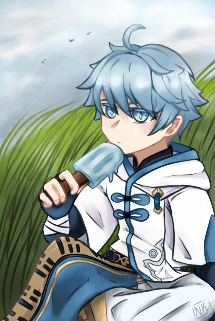 NoelKnightly's tweet photo. A small popsicle break ❄ 

#genshinimpact #chongyun https://t.co/JxcgpFaadM