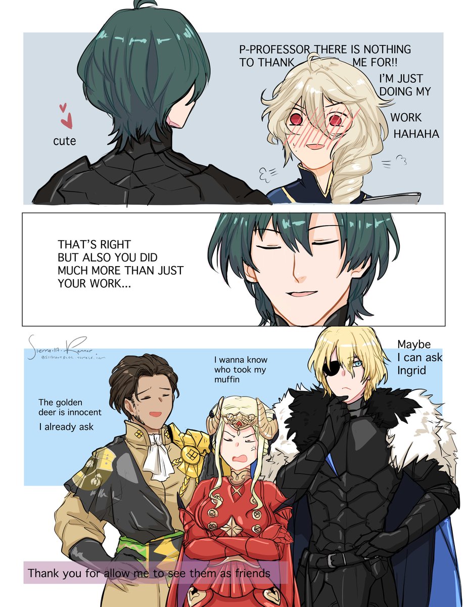 Wanted to draw something stupid before continue with my commish ????? I'll been using them all a lot and I love to imagine that at least in Zenith their old versions get along really well, just like back when they were students. #FEH推し偶像 #FEHeroes #FireEmblemThreeHouses 