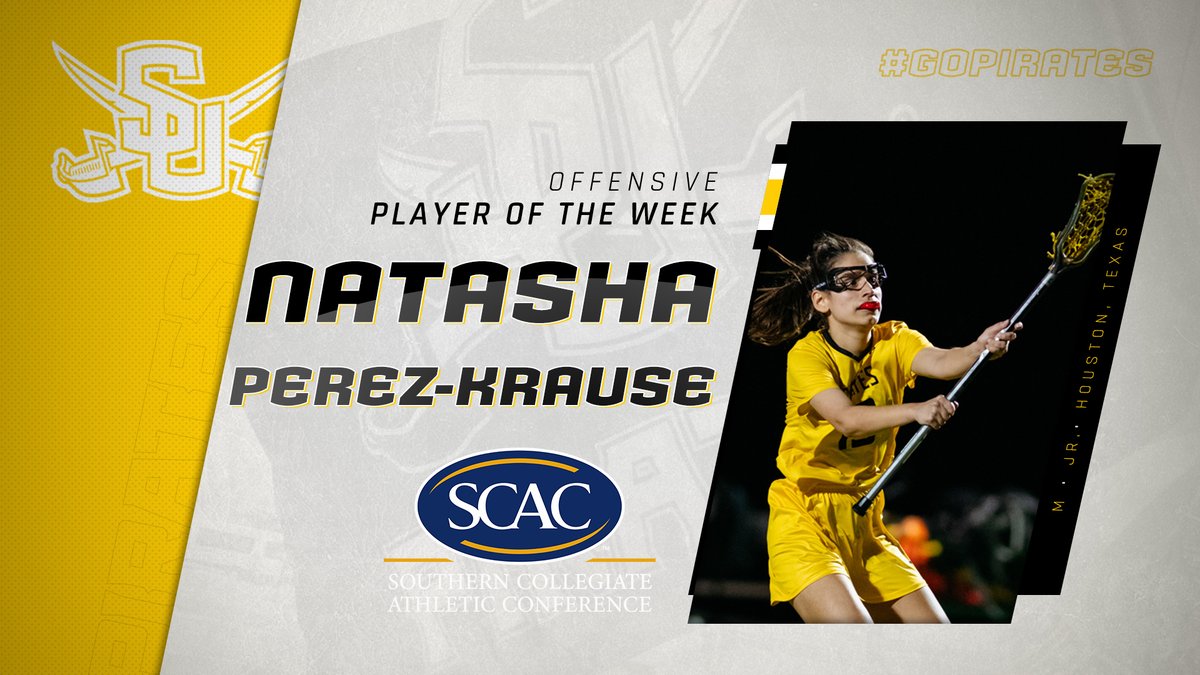 SUPirates's tweet photo. Natasha Perez-Krause of @SUPiratesWLAX was named SCAC Offensive Player of the Week: https://t.co/aUmhT6ltI6 https://t.co/ssoBtF5Pgb