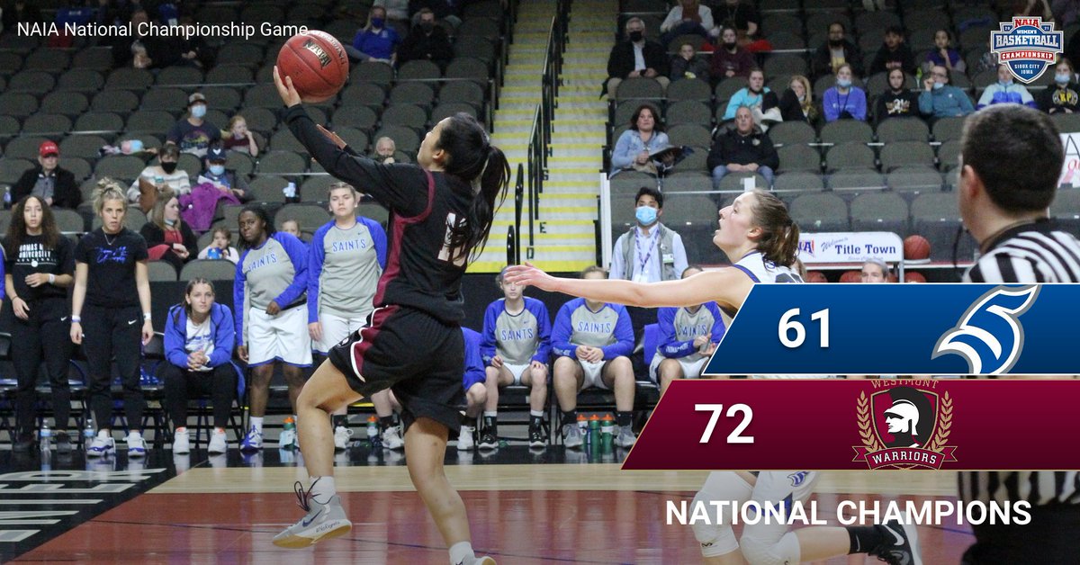 WestmontSports's tweet photo. Warriors are the 2021 NAIA Women's Basketball National Champions https://t.co/9DmxlzEU6g