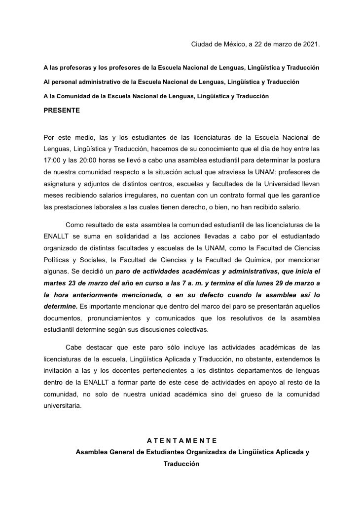 AngelMMariscal's tweet photo. Tampoco en la Escuela Nacional de Lenguas, Lingüística y Traducción pagan!!!

#ENALLTUNAMNoPaga
#CienciasUNAMNoPaga
#IngenieríaUNAMNoPaga
#PolakasUNAMNoPaga #UNAMnoPaga 
#UNAMMiente
#UNAMpagaYA
#UNAMsísedetiene
#UNAMpagaINCOMPLETO #DirecciónGeneralDePersonal 
#DGP 
#dgpunam https://t.co/LCNIxRkAzD