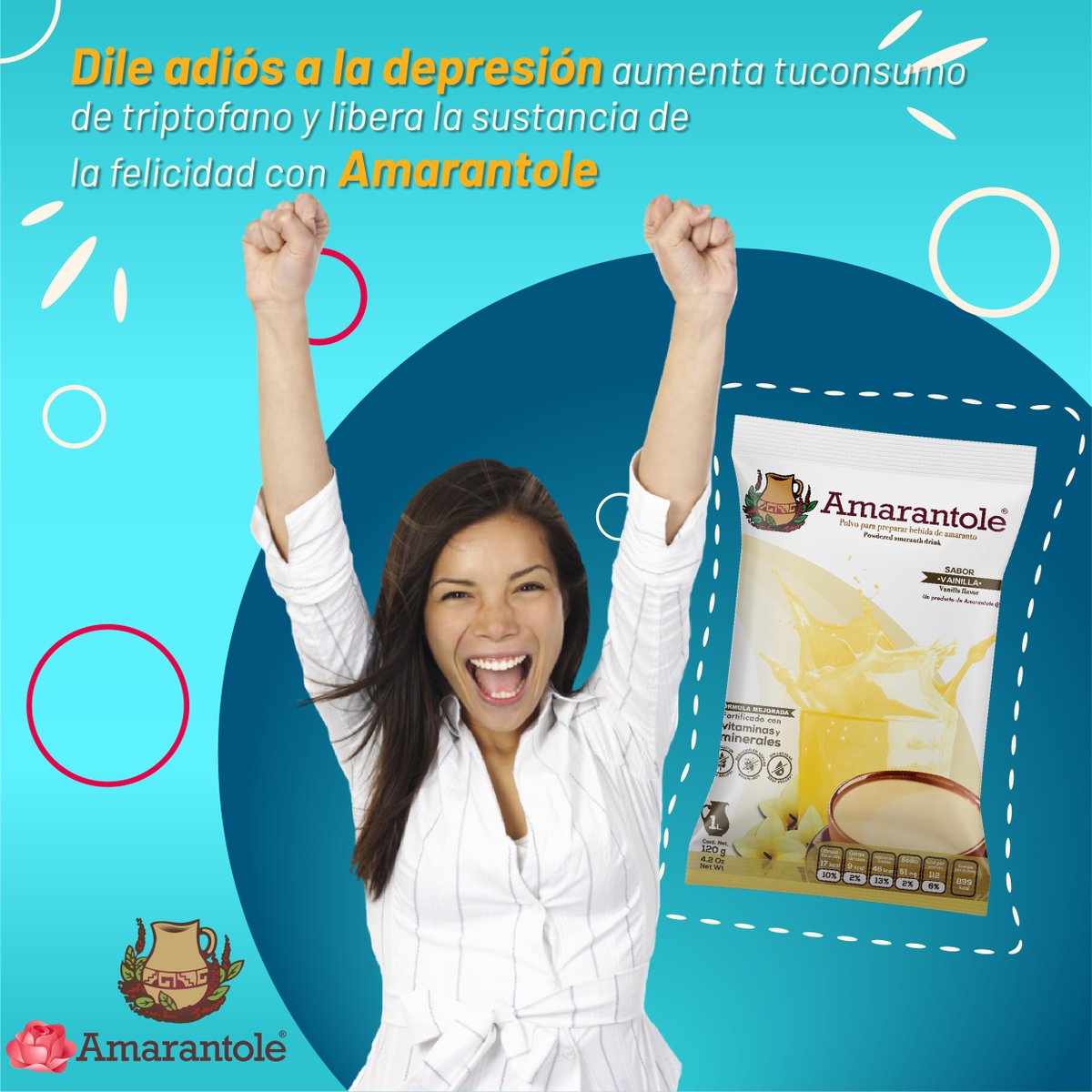 AMARANTOLE's tweet photo. #ConoceAmarantole ¡Sonríe con #Amarantole! Dile adiós a ese estado de ánimo depresivo gracias al Triptofano del #amaranto, éste incrementa la serotonina, o sustancia de la felicidad.
☎️ Llámanos (55) 7583 9433
📱 WhatsApp https://t.co/f1J4xCCTRC
👉 https://t.co/sFdFF4Pv1P https://t.co/jIUizmUQPz