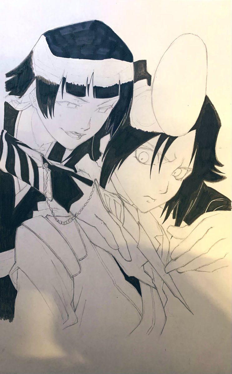 #BLEACH #夜一 #砕蜂 #模写 #イラスト 
やっと...ここまで来た...('・ω・)=3
明日色鉛筆で色塗ります( ・ㅂ・)و ̑̑ 