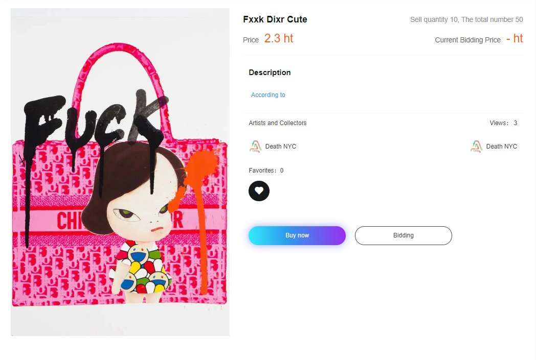 🙌New NFT Listing <Fxxk Dixr Cute> by Death NYC #ATTN #ANTASY #ATTNMALL #NFTs #NFT #HuobiEcochain
⏱Total Quantity: 50
🕋Price: 2.3 HT
👉Purchase link: antasy.io/#/shopDetail?c…