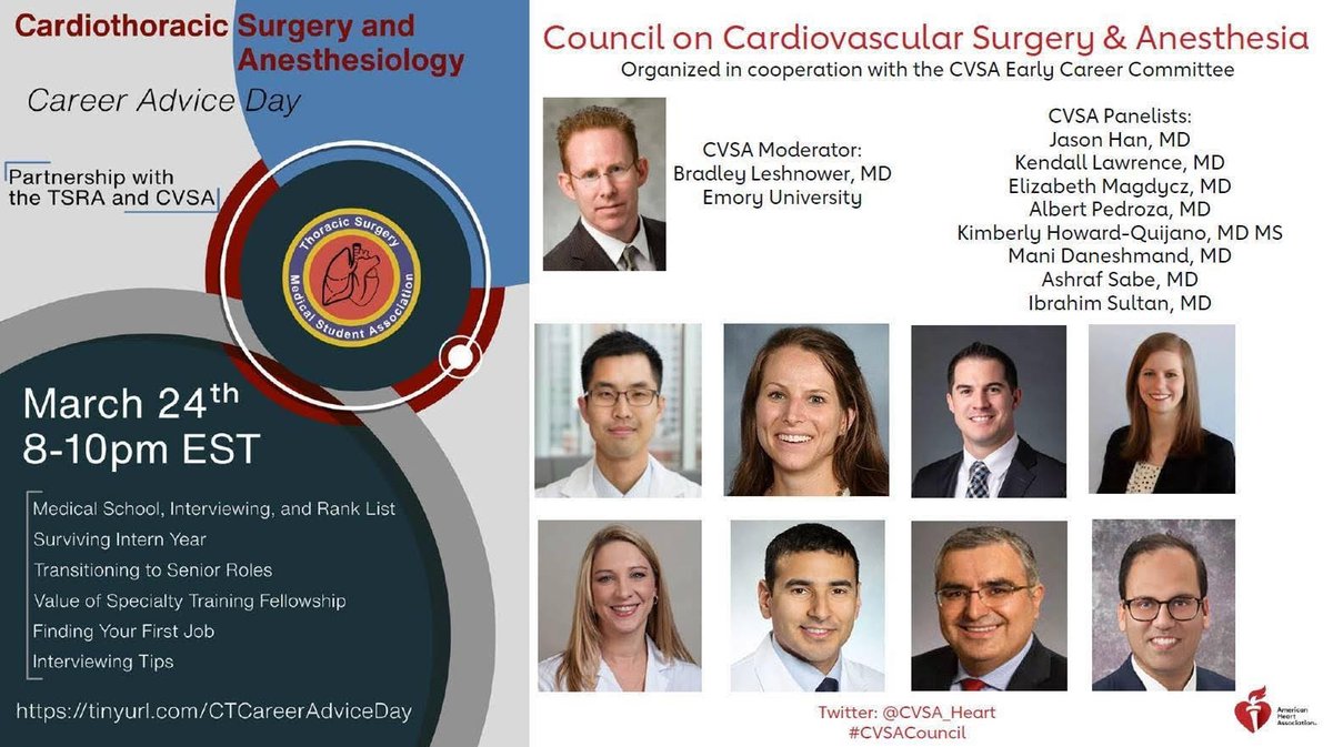 TSMA (@thoracicstudent) on Twitter photo We are so grateful for our collaboration with the <a href="/CVSA_Heart/">CVSA Council</a> and can't wait for a great discussion with all of these panelists! Check out the schedule and featured panelists below. We are so grateful for our collaboration with the <a href="/CVSA_Heart/">CVSA Council</a> and can't wait for a great discussion with all of these panelists! Check out the schedule and featured panelists below.