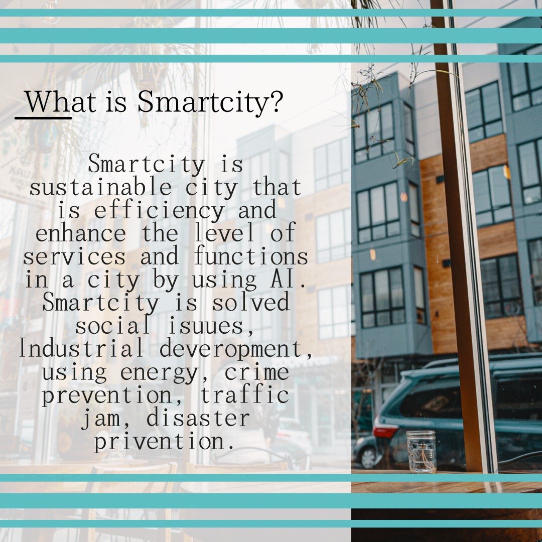 nomnominity's tweet photo. Hello!
Today we would like to introduce smart cities🏙
#SmartCities #SDGs #Environmentissues #AI #IT #nearfuture https://t.co/D1k2sT6RM3
