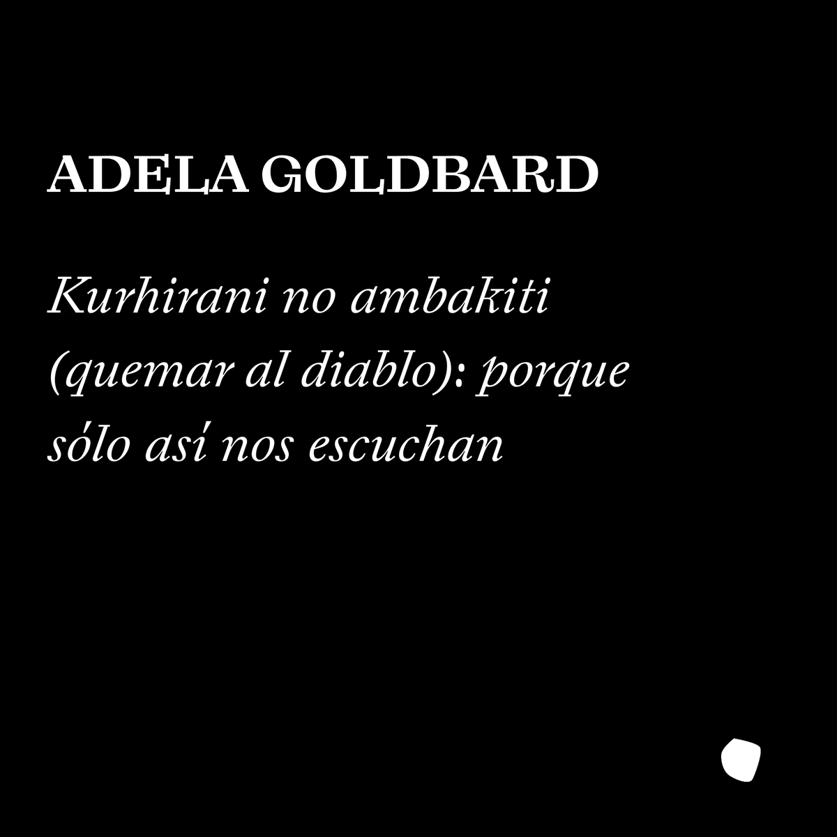 BienalFEMSA's tweet photo. 🔴 Adela Goldbard, Kurhirani no ambakiti (quemar al diablo): porque sólo así nos escuchan, #InestimableAzar 🔴 https://t.co/25nfB5Q4Y0