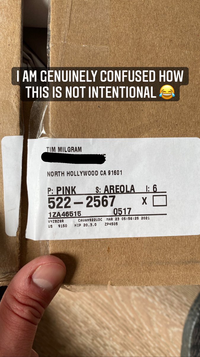 TimMilgram's tweet photo. @UPS got inside jokes! https://t.co/mpNwCg67tr