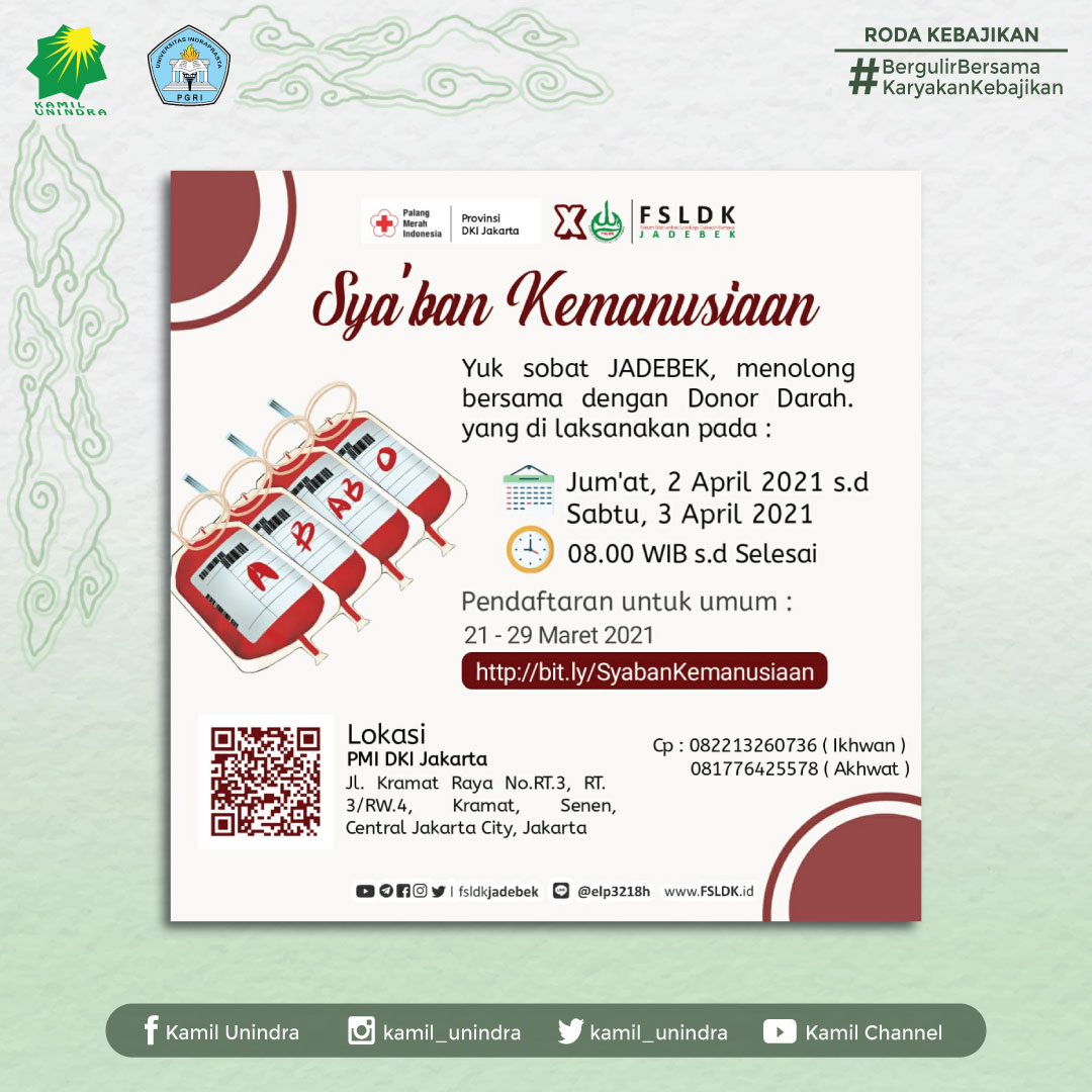 kamil_unindra's tweet photo. 💉 [ Sya'ban Kemanusiaan ] 💉
 FSLDK Jadebek X PMI DKI Jakarta
➖➖➖➖➖➖➖➖➖➖➖➖ https://t.co/YZ4vELiamH