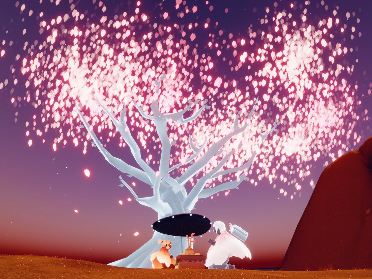 ThatSkyCatz's tweet photo. Amber is enjoying some tea with the Days of Bloom lady 💞🌸
#thatskygame #skychildrenoflight #thatgamecompany #TGC #SkyChildrenOfTheLight https://t.co/53PqffEiRr