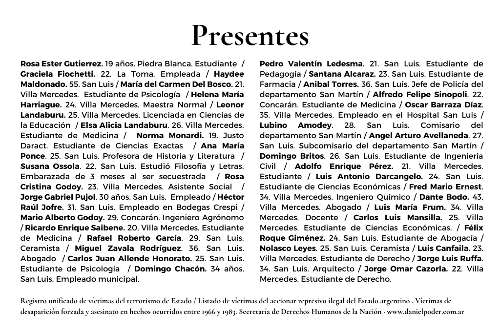 San Luis. Memoria. Nunca Más.