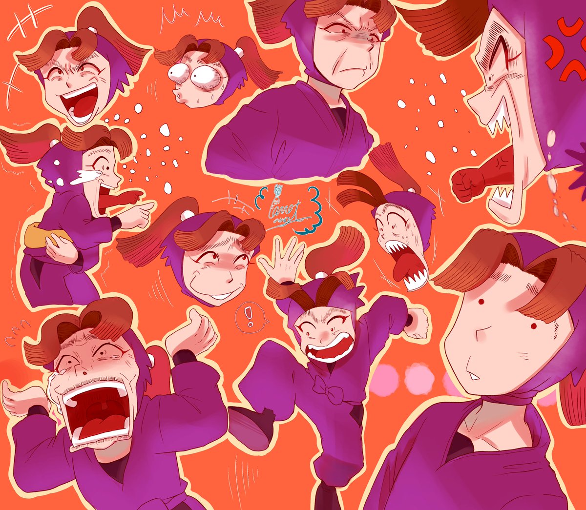 毎日たむら 三木ヱ門変顔記録 模写 1部トレス にんじんのかわ はとても多忙 企画絵もやれっつってんだろ のイラスト