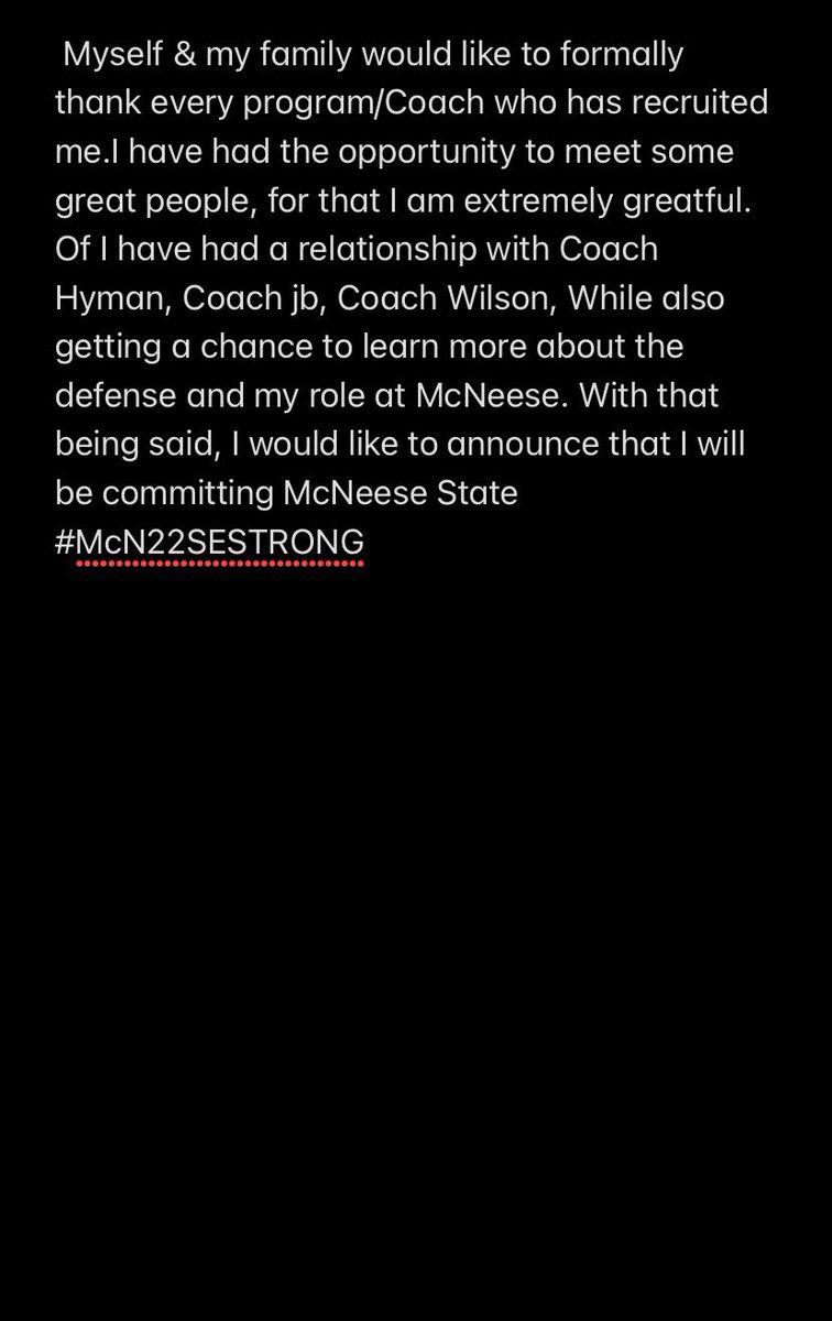 HendersonGerrod's tweet photo. I am 199% Committed to @McNeeseFootball #McN22SESTRONG💙💛 @FrankWilson28 @Coach_Lageman @CoachHyman @CoachChadJ @flipwilliams @GerrodG11 @Dabo1056 @CoachCarter3 https://t.co/592rjZG4iN