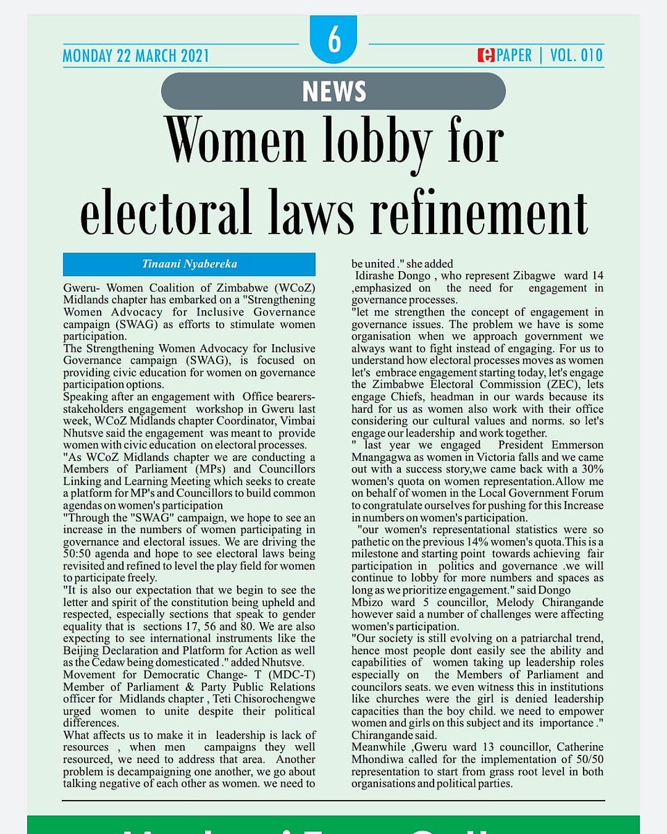 Women lobby for Electoral laws refinement...

#swagcampaign 
#swag 

<a href="/SwedeninZW/">Sweden in Zimbabwe 🇸🇪</a> <a href="/Sida/">Sida</a> <a href="/RNhunhama/">RuvimboNhunhama</a> <a href="/sallyncube/">Sally Ncube</a> <a href="/GMCZimbabwe/">#RespectHer</a> <a href="/RAUZW/">RAU</a> <a href="/EverniceMunando/">Evernice Munando</a> <a href="/Shantey96/">Shanteyle</a> <a href="/MichelleBrings/">M I C H E L L E 🌻</a>