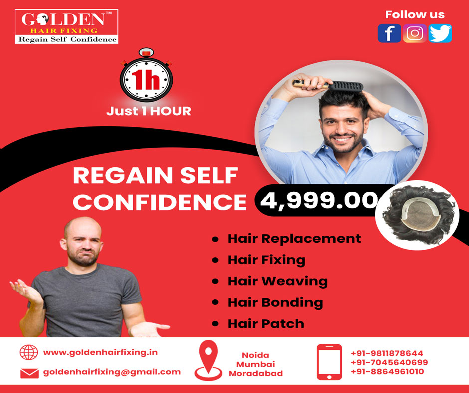 Golden Hair Fixing  Get Back your Natural Hair and Regain Self Confidence  Only 1 Hours Non Surgical Hair Replacement with affordable price  Hair  Fixing Hair wigs Hair Replacement Hair bonding